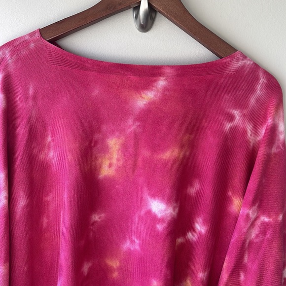 JOHNNY WAS Boho Hot Pink Hand Painted Poncho One Size - Picture 10 of 12